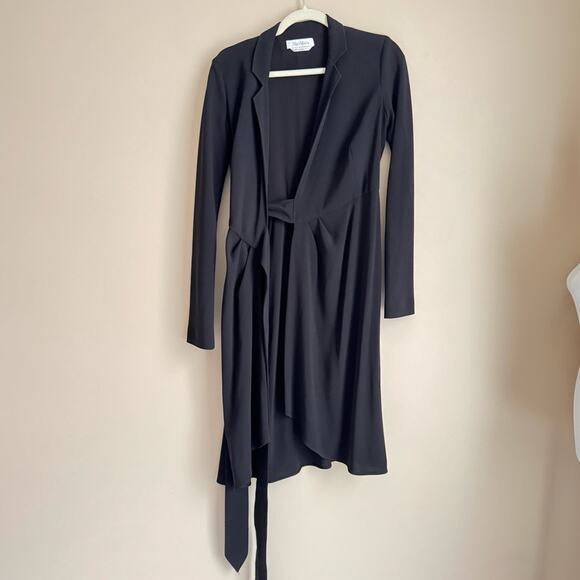 MAXMARA Italian Wrap Dress Black V Neckline US 6 collar neck Classic Jackie O - Picture 6 of 14
